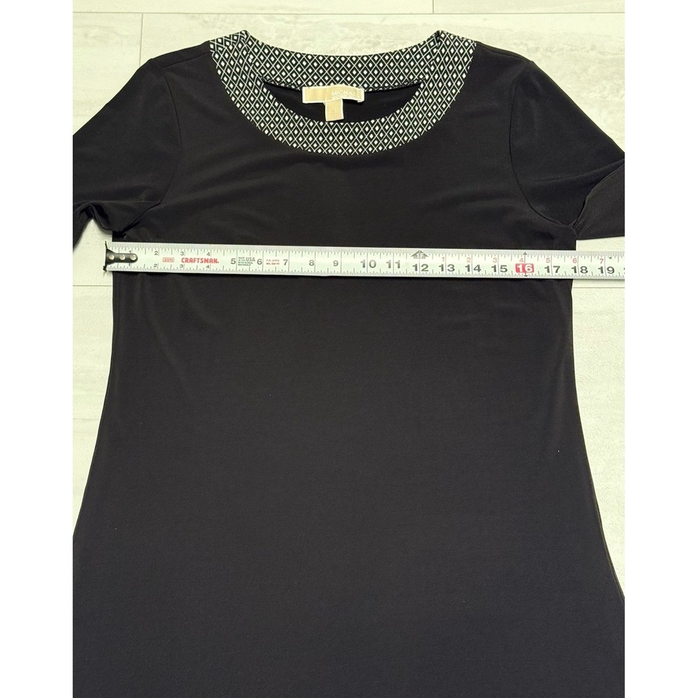 MICHAEL Michael Kors Black Long Sleeve A-Line Dress Pattern Trim Size M NWT - Picture 7 of 9
